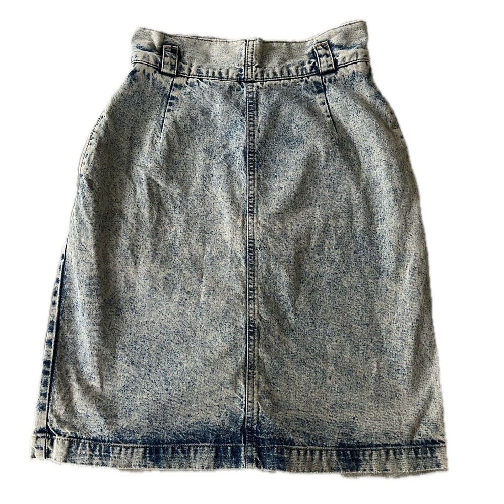 Vintage 90s Calvin Klein Sport Acid Wash Denim Skirt High Waist Cotton Size 6